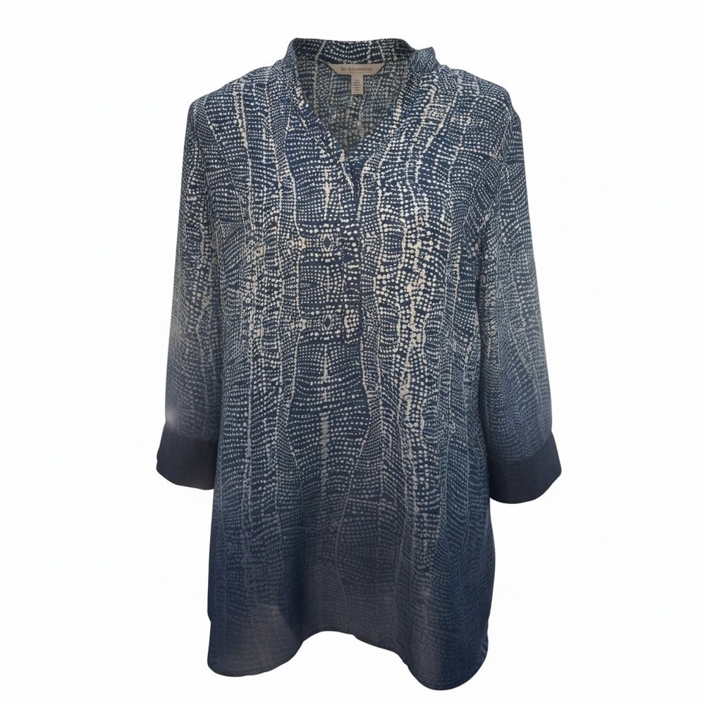 Soft Surroundings Brigitte Blue White Ombré Tunic. SZ Med. 3/4 Sleeves. Vacation